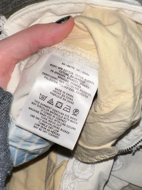 Anthropologie White Embroidered Circle-Pattern Flat Front Shorts - Picture 5 of 6